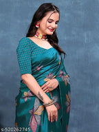 SM Women Mysore Silk Printed Saree with Printed Blouse