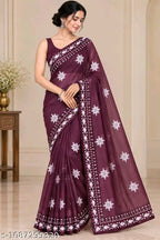 SM Women Twill Net Saree with Bangalori Silk Blouse