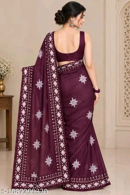 SM Women Twill Net Saree with Bangalori Silk Blouse