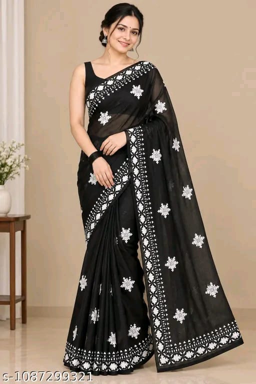SM Women Twill Net Saree with Bangalori Silk Blouse