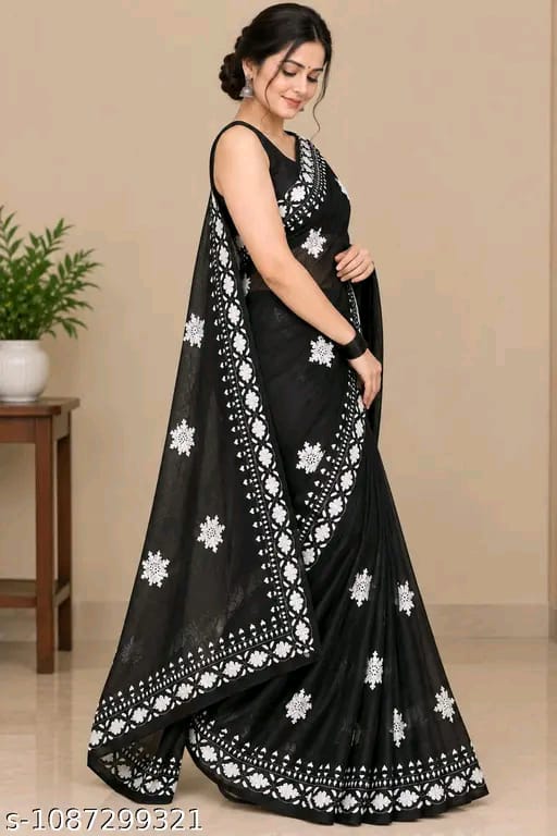 SM Women Twill Net Saree with Bangalori Silk Blouse