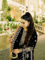 SM Designer Festive GMY Silk Kurti Plazzo Set with Dupatta – Black Edition