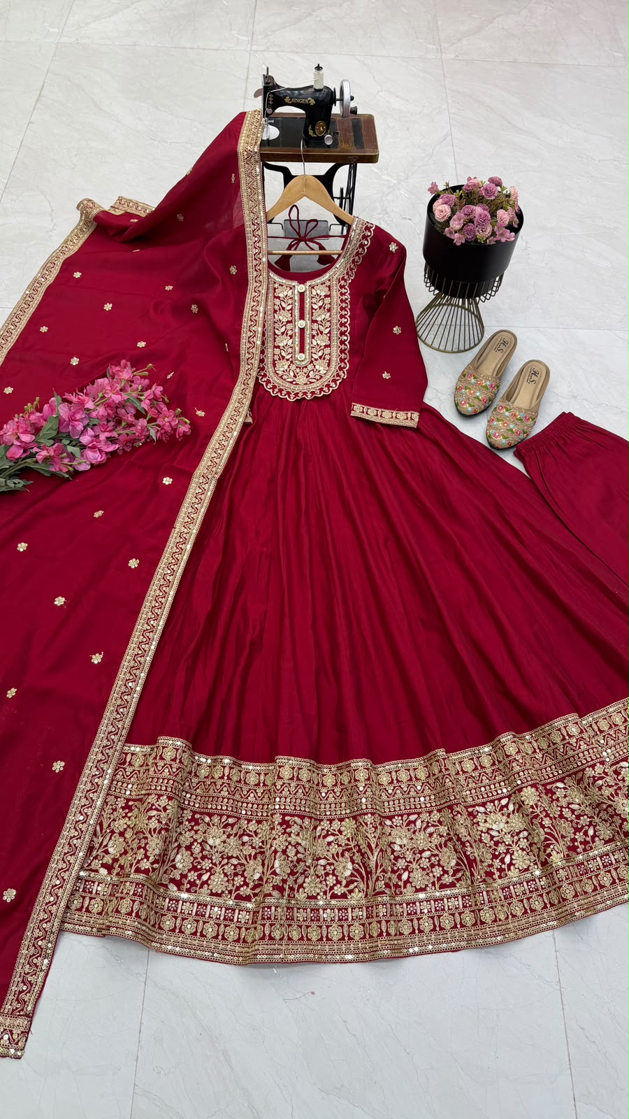SM New Designer Party Gown, Pant & Dupatta