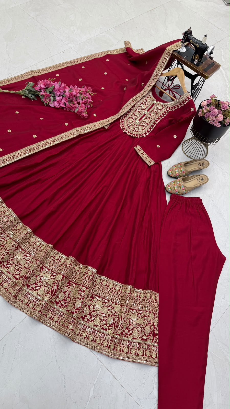 SM New Designer Party Gown, Pant & Dupatta