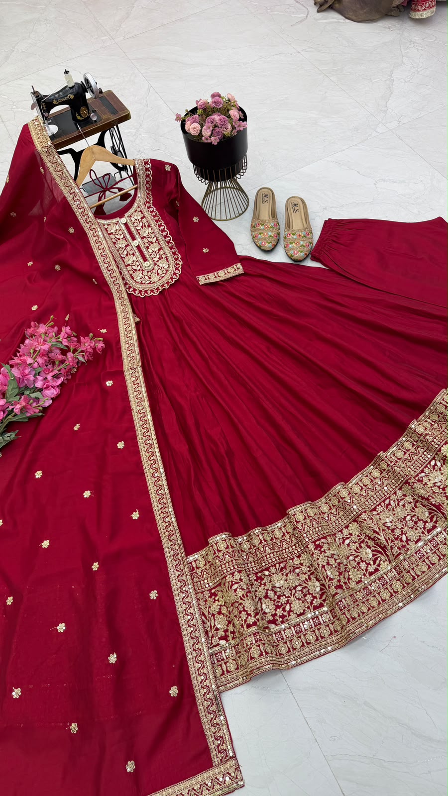 SM New Designer Party Gown, Pant & Dupatta
