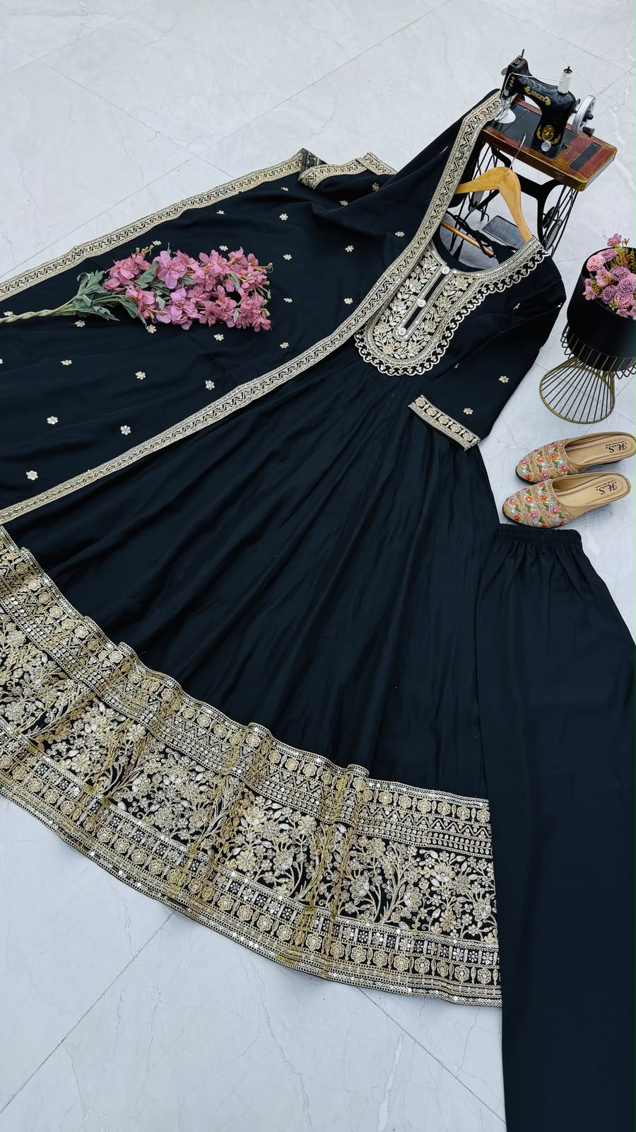 SM New Designer Party Gown, Pant & Dupatta