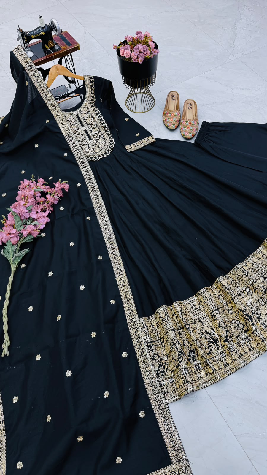 SM New Designer Party Gown, Pant & Dupatta