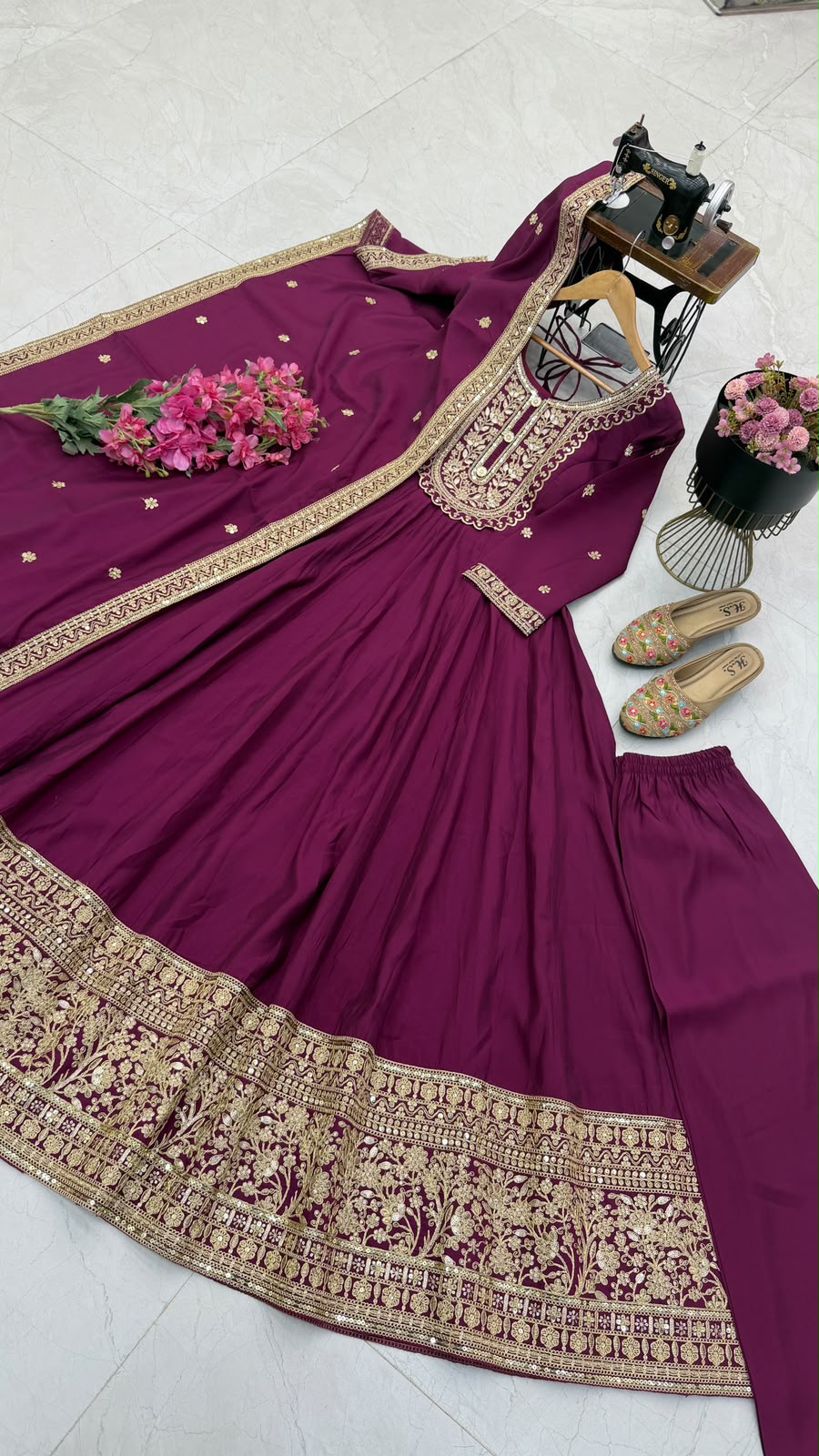 SM New Designer Party Gown, Pant & Dupatta