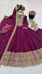 SM New Designer Party Gown, Pant & Dupatta