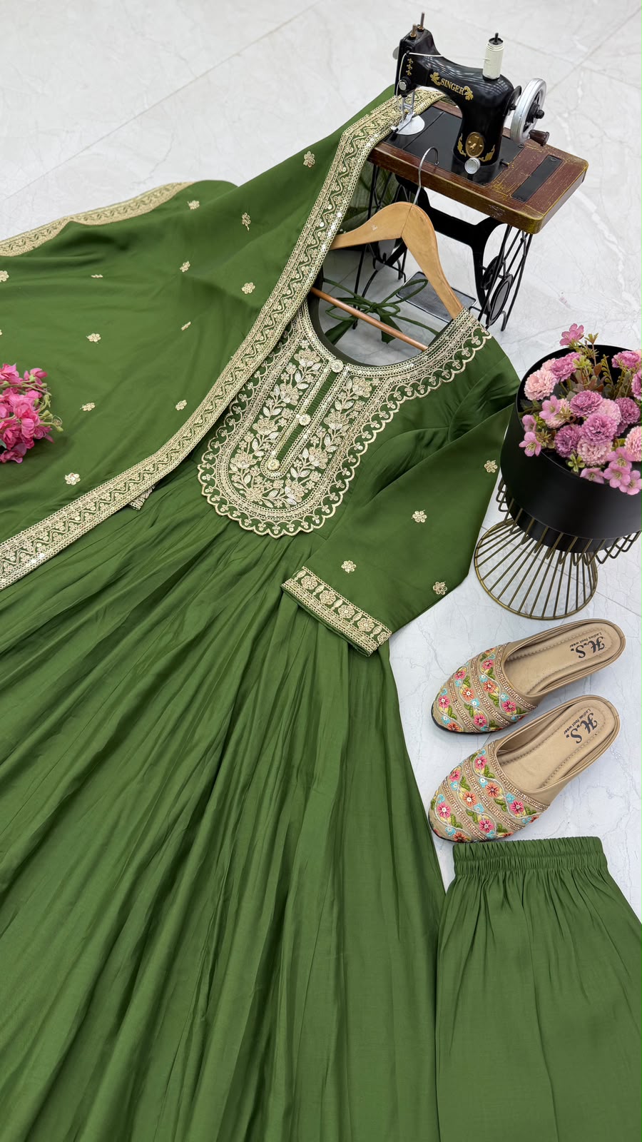 SM New Designer Party Gown, Pant & Dupatta