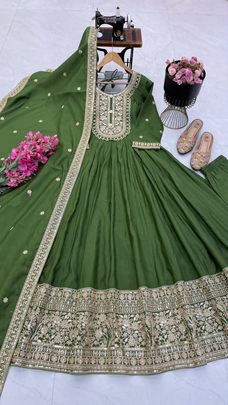 SM New Designer Party Gown, Pant & Dupatta