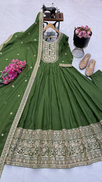 SM New Designer Party Gown, Pant & Dupatta