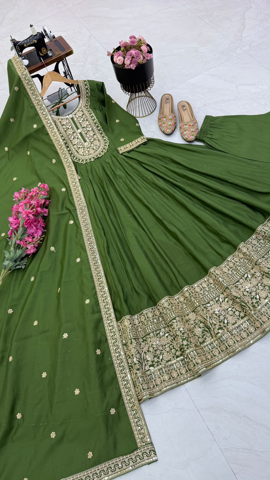 SM New Designer Party Gown, Pant & Dupatta