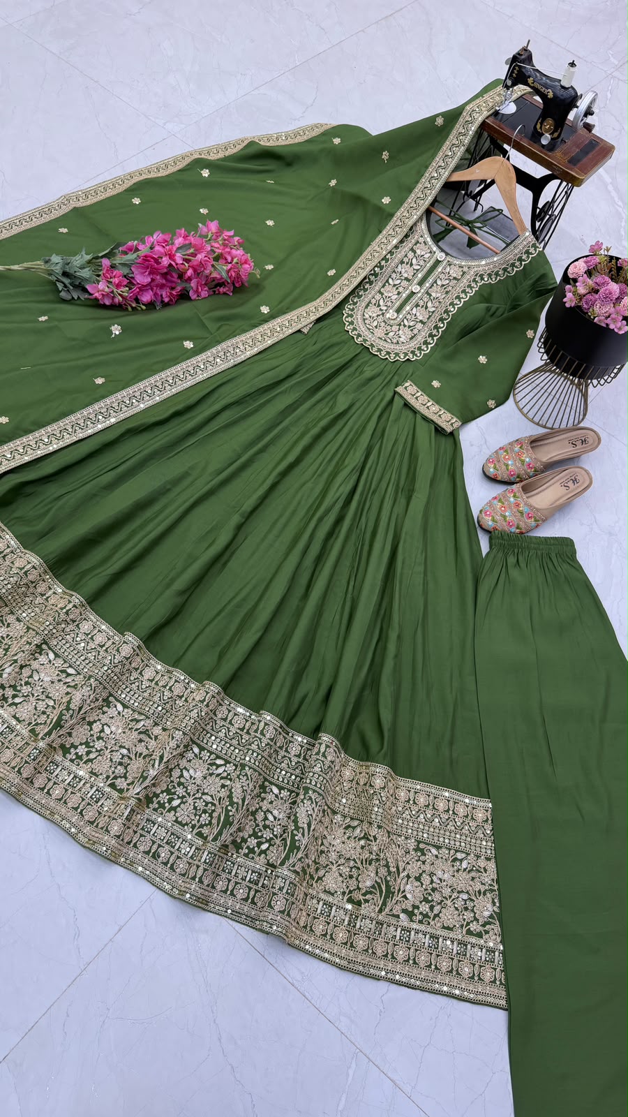 SM New Designer Party Gown, Pant & Dupatta