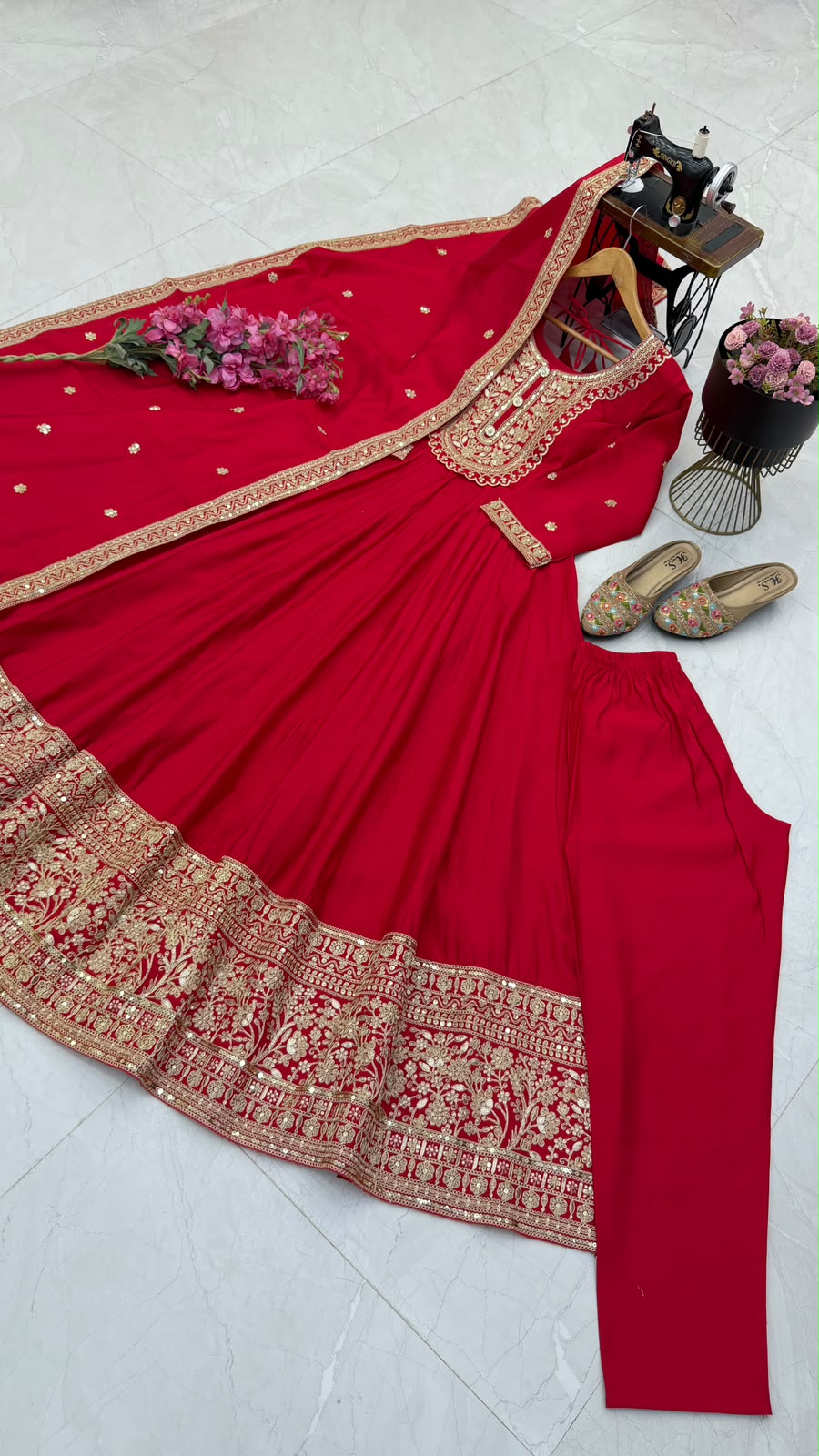 SM New Designer Party Gown, Pant & Dupatta