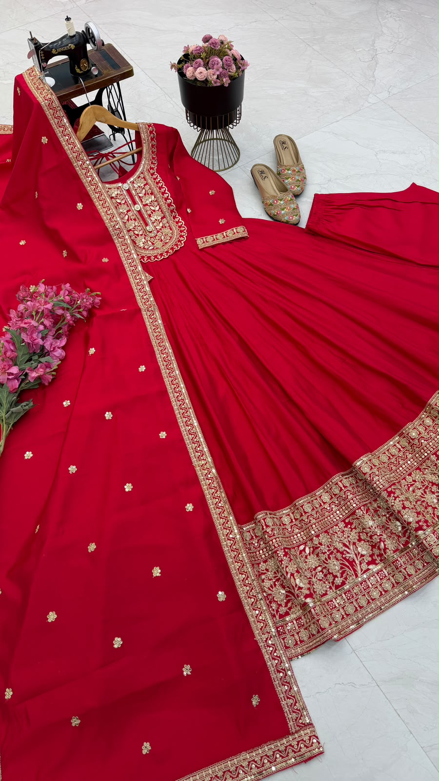 SM New Designer Party Gown, Pant & Dupatta