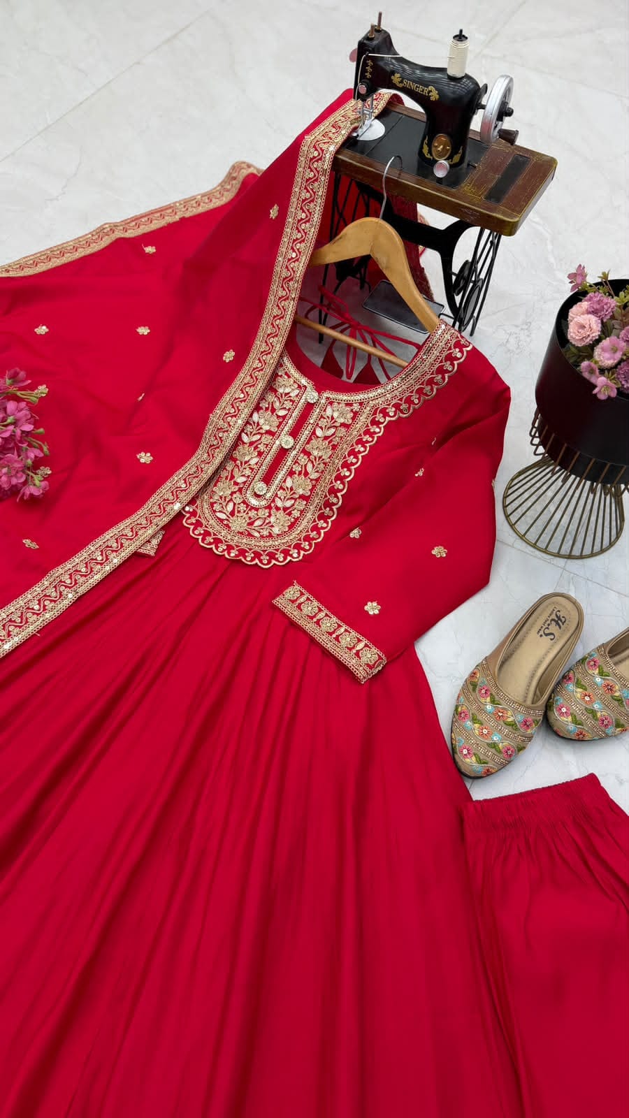 SM New Designer Party Gown, Pant & Dupatta