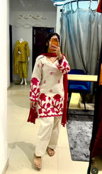 SM Designer Slub Rayon Kurti & Farshi Set with Heavy Embroidery