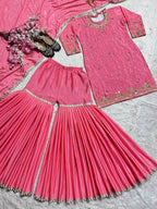 SM Royal Handwork: Pure Chinon Silk Moti Work Sharara Plazo Set