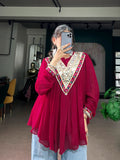 SM Handcrafted Gamthi & Real Mirror Work Garba Glam Cape Top (Bell Sleeves)