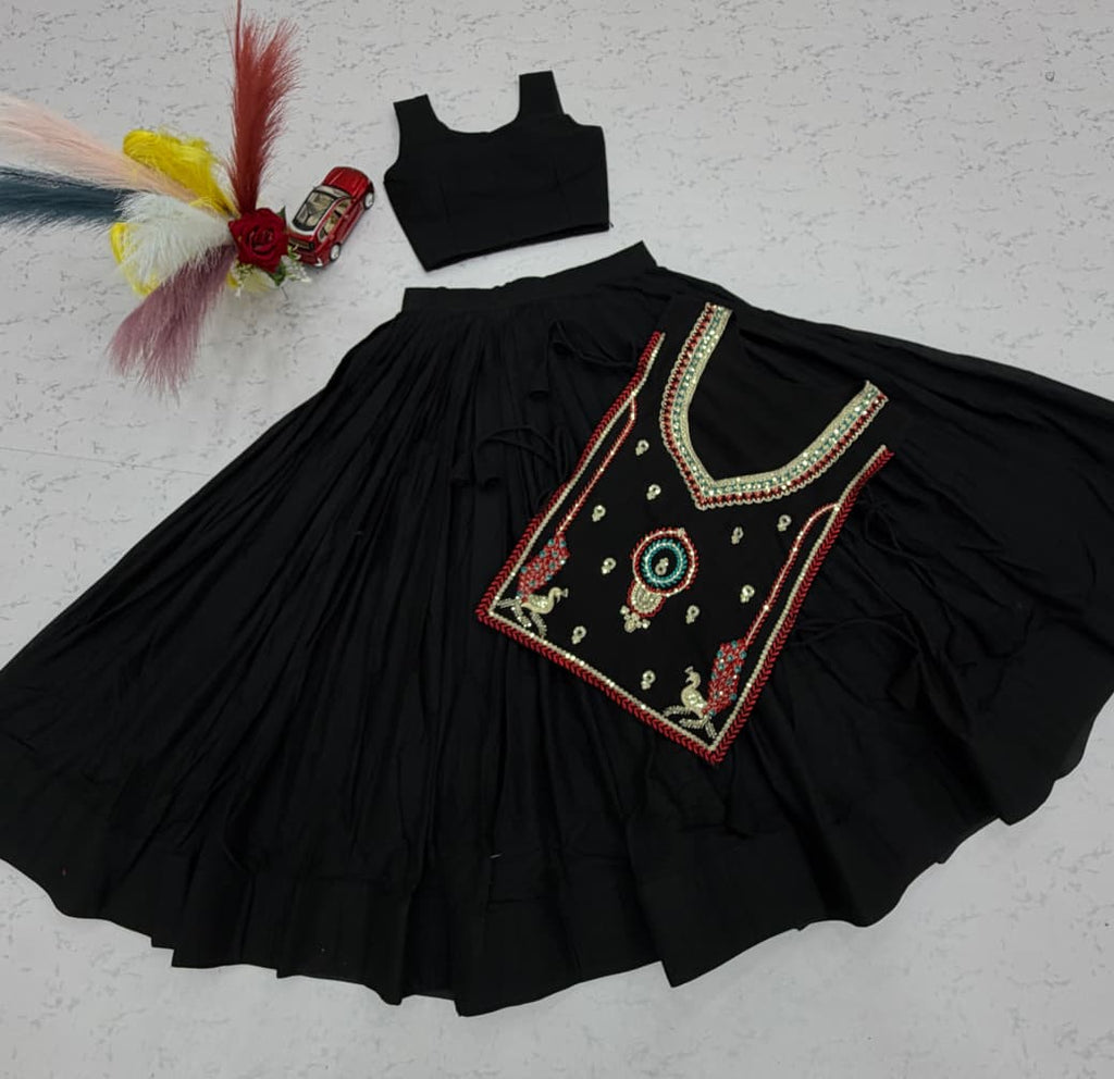 SM Designer Khadi Cotton 6M Flair Chaniya Choli with Georgette Shrug (Fully Stitched)
