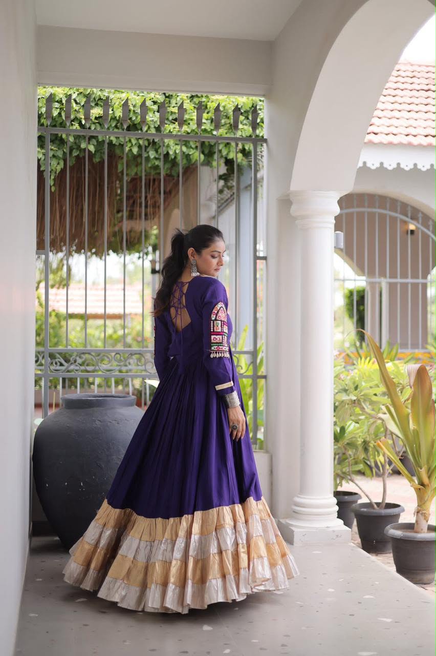 SM Traditional Kutchi Gamthi Patchwork Flared Gown