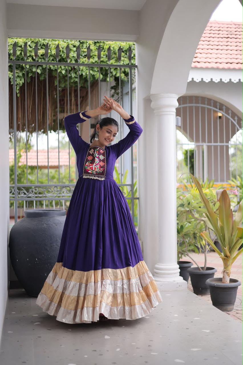SM Traditional Kutchi Gamthi Patchwork Flared Gown