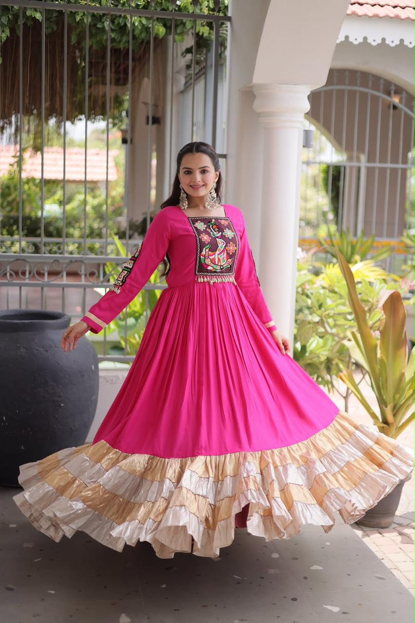 SM Traditional Kutchi Gamthi Patchwork Flared Gown