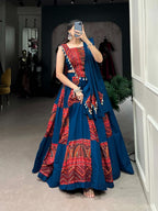 SM Pure Rayon 6-Meter Flair Foil Print Lehenga Choli with Kodi Lace Work & Dupatta