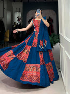 SM Pure Rayon 6-Meter Flair Foil Print Lehenga Choli with Kodi Lace Work & Dupatta
