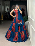 SM Pure Rayon 6-Meter Flair Foil Print Lehenga Choli with Kodi Lace Work & Dupatta