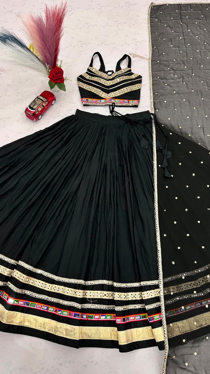 SM Traditional Gamthi Work Pure Cotton Lehenga Set (Fully Stitched)