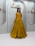 SM Rayon Cotton Real Mirror Handwork Jacket 6M Flair Lehenga Choli Set