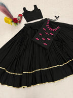 SM Rayon Cotton Real Mirror Handwork Jacket 6M Flair Lehenga Choli Set