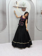 SM Rayon Cotton Real Mirror Handwork Jacket 6M Flair Lehenga Choli Set
