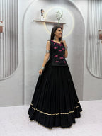 SM Rayon Cotton Real Mirror Handwork Jacket 6M Flair Lehenga Choli Set