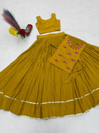 SM Rayon Cotton Real Mirror Handwork Jacket 6M Flair Lehenga Choli Set
