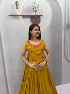 SM Rayon Cotton Real Mirror Handwork Jacket 6M Flair Lehenga Choli Set