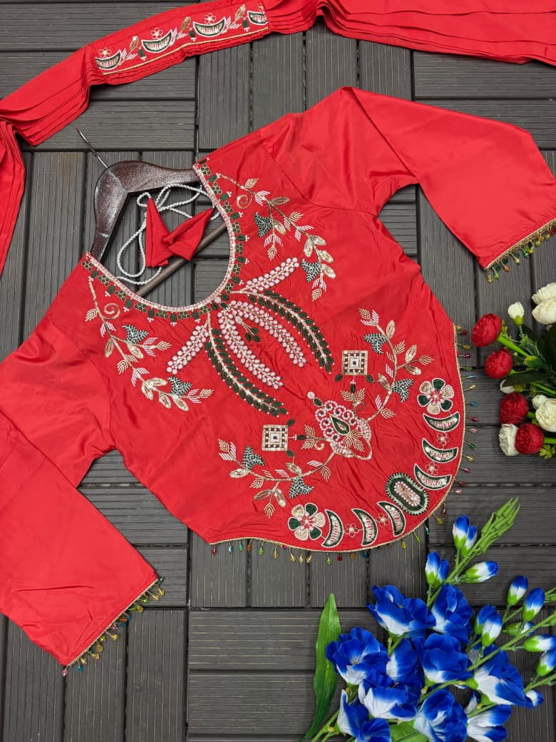 SM Trending Crepe Silk Embroidery Sequence Lehenga Choli with Dupatta