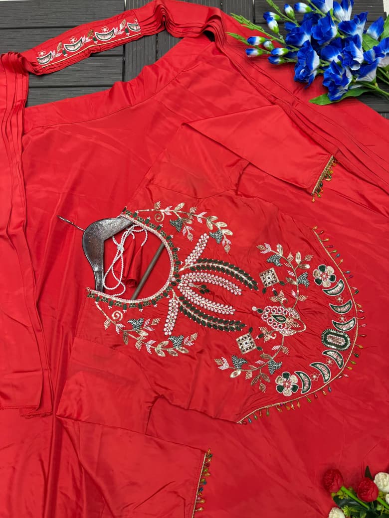 SM Trending Crepe Silk Embroidery Sequence Lehenga Choli with Dupatta
