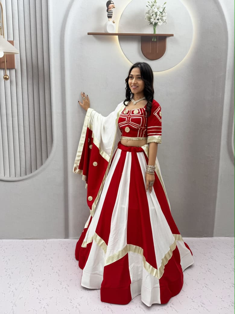 SM Pure Cotton Gota Patti & Handwork 6M Flair Navratri Lehenga Choli Set