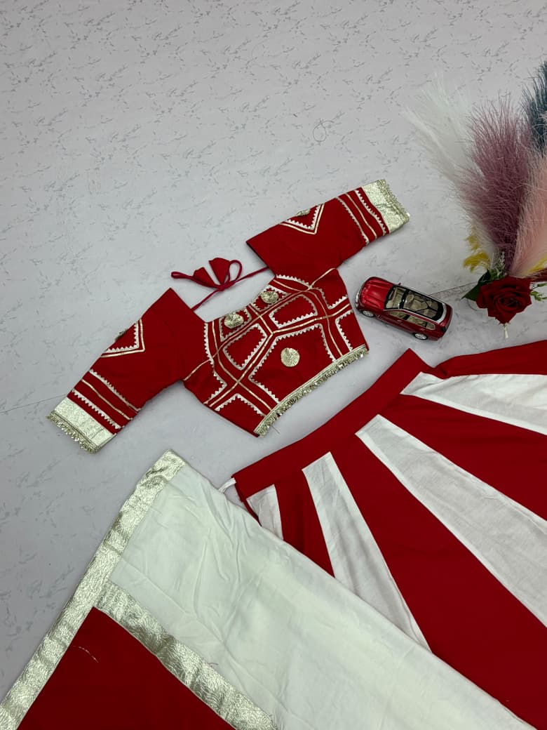 SM Pure Cotton Gota Patti & Handwork 6M Flair Navratri Lehenga Choli Set
