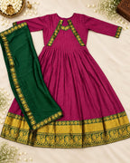 SM The Rukmani Collection: Premium Cotton Spun Festive Gown with Rangoli Silk Dupatta