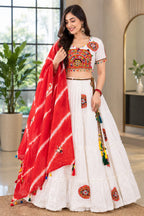 SM Traditional Paithani Embroidered Pure Cotton Chaniya Choli with Tassels (Full Set)