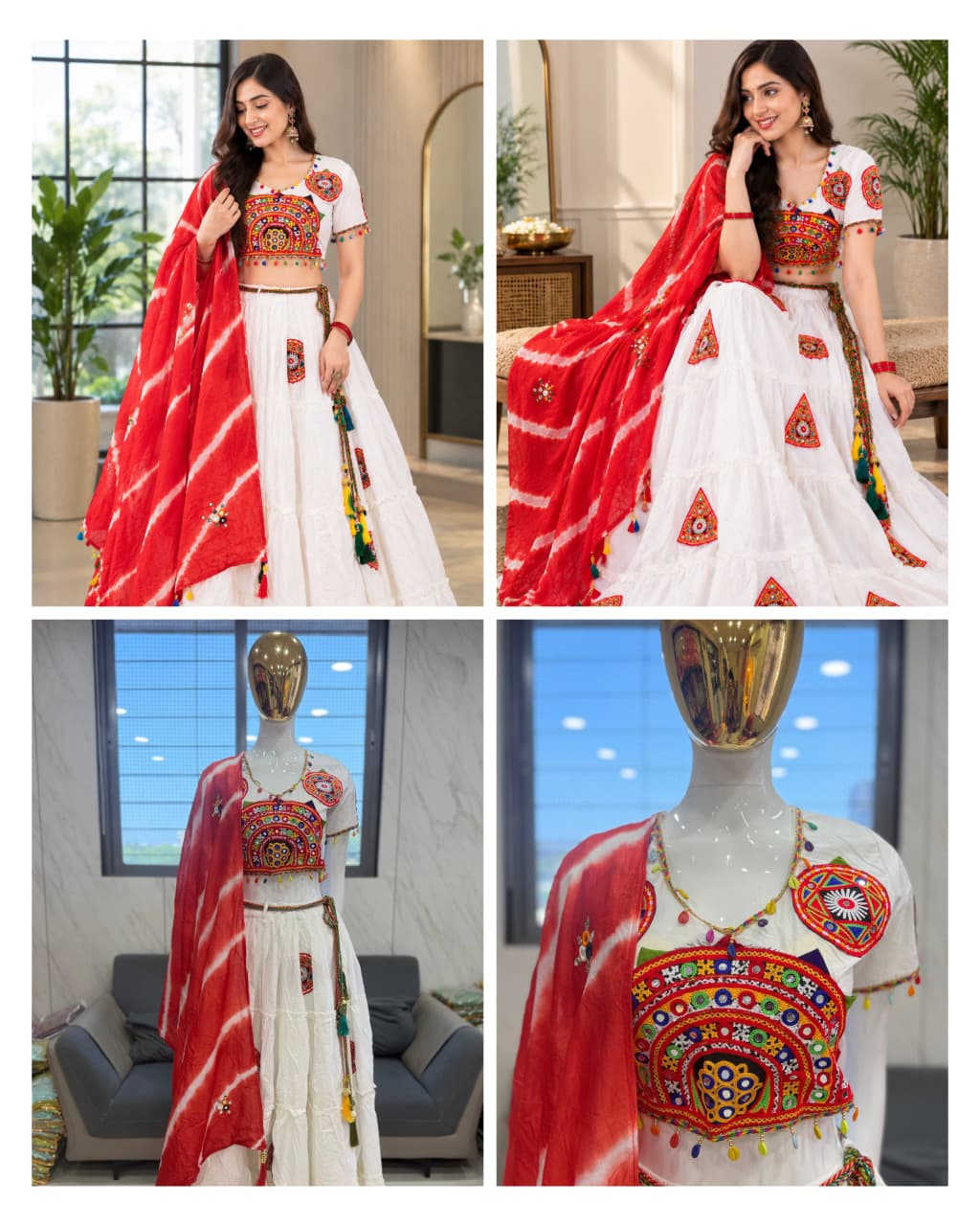SM Traditional Paithani Embroidered Pure Cotton Chaniya Choli with Tassels (Full Set)