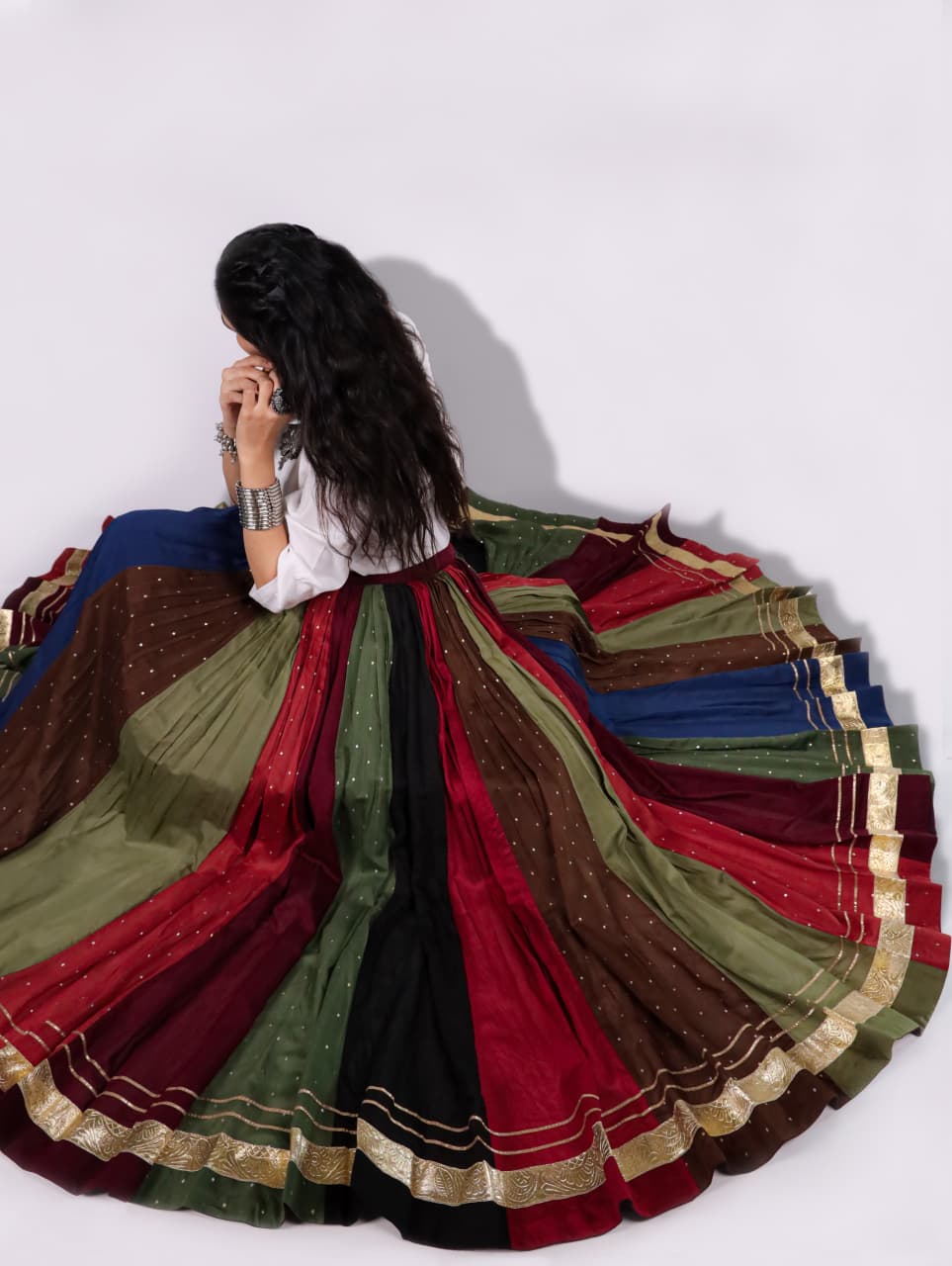 SM Traditional Rayon Georgette Multicolor Kali Chaniya with Grand 8M Flair