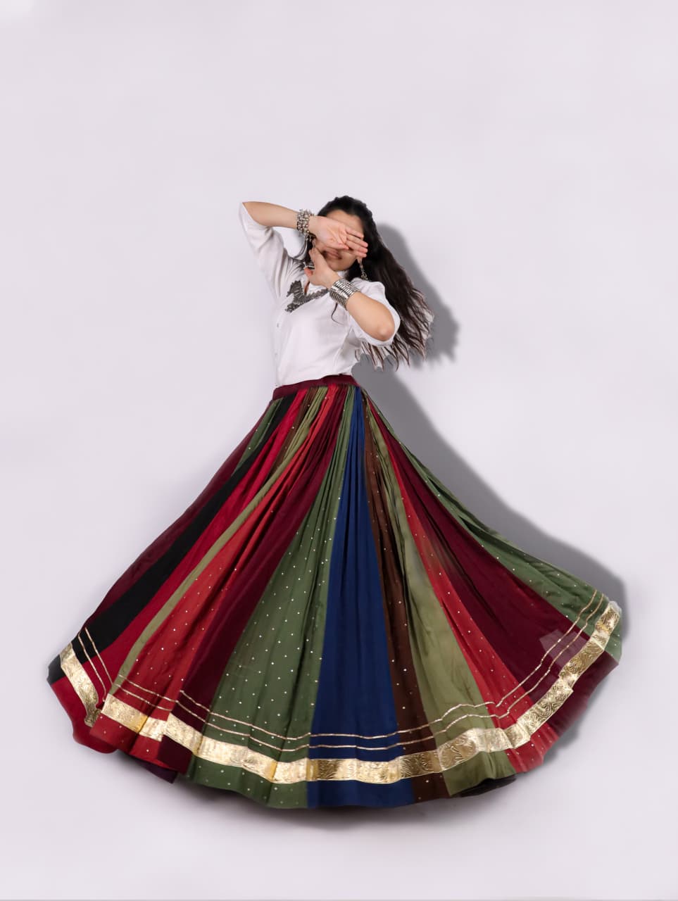 SM Traditional Rayon Georgette Multicolor Kali Chaniya with Grand 8M Flair
