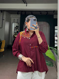 SM Handcrafted Kodi & Gamthi Work Party Wear Chinon Shirt