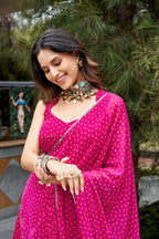 SM Grand Flair Bandhani Georgette Chaniya Choli with Stitched Blouse