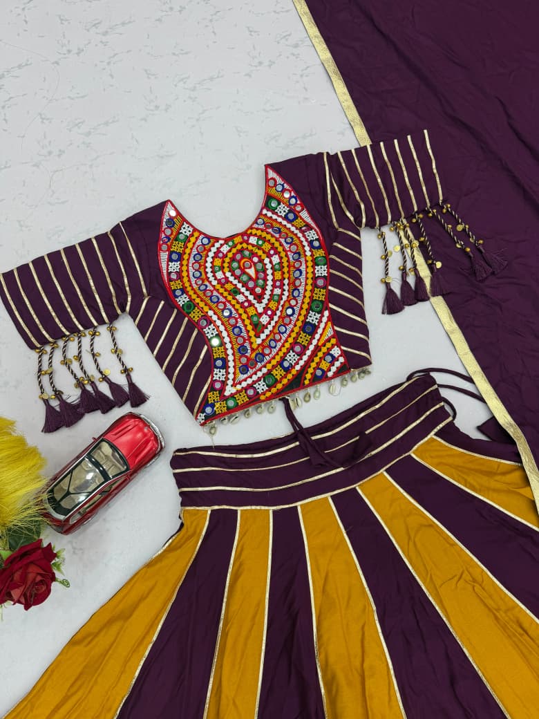 SM Traditional Gamthi & Gota Patti Pure Cotton 3-Piece Lehenga Set